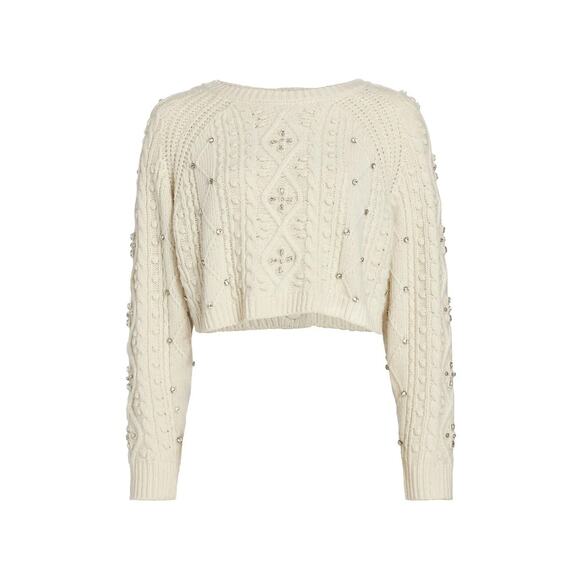 Ba&sh NWT Otello Ivory Wool Knit Crystal Embellished Pullover Sweater Small NEW - Picture 3 of 7